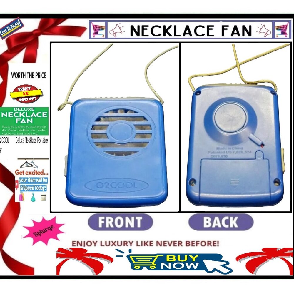 ✅ O2COOL Deluxe NECKLACE Portable ➕🆒 FAN Hands Free COOLING Device💸BUY NOW‼️🟢